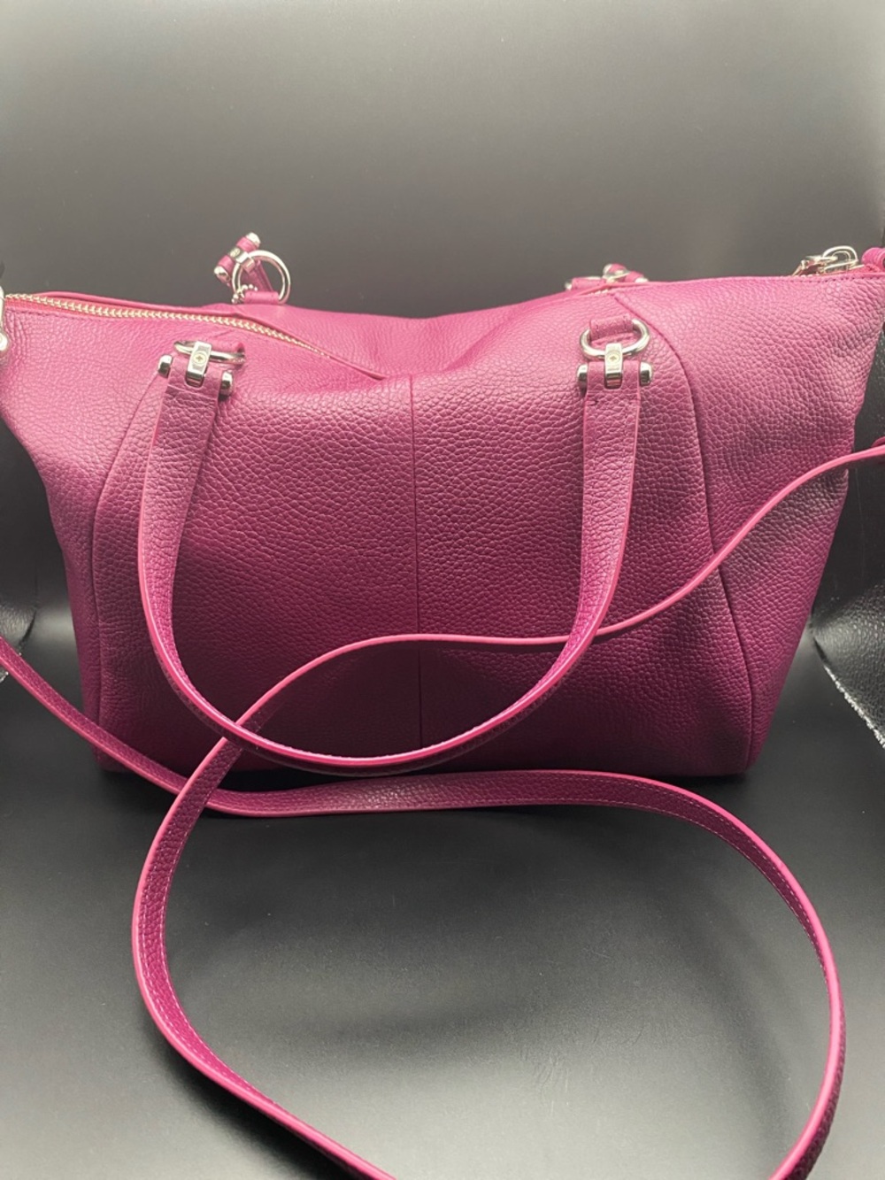 Gorgeous Magenta Colored Pebbled Coach Bag - Picture 10 of 16
